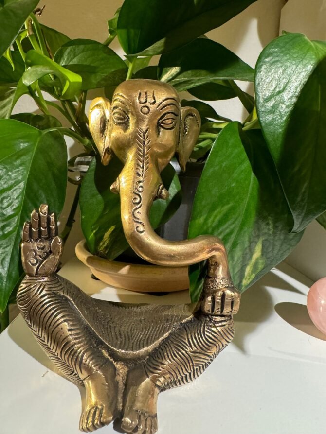 Golden Brass Ganesha Sculpture – Guardian of Success and Protection